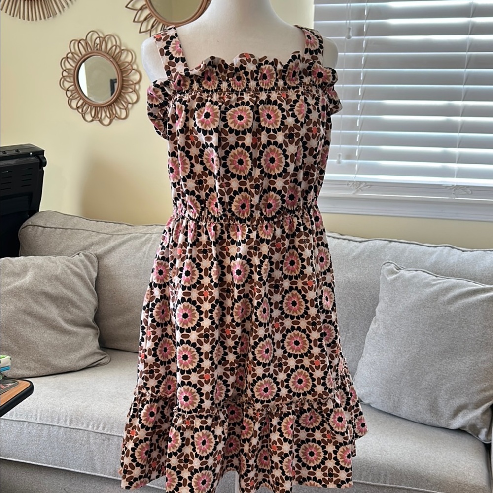 Kate Spade Pink and Black Floral Midi Dress
